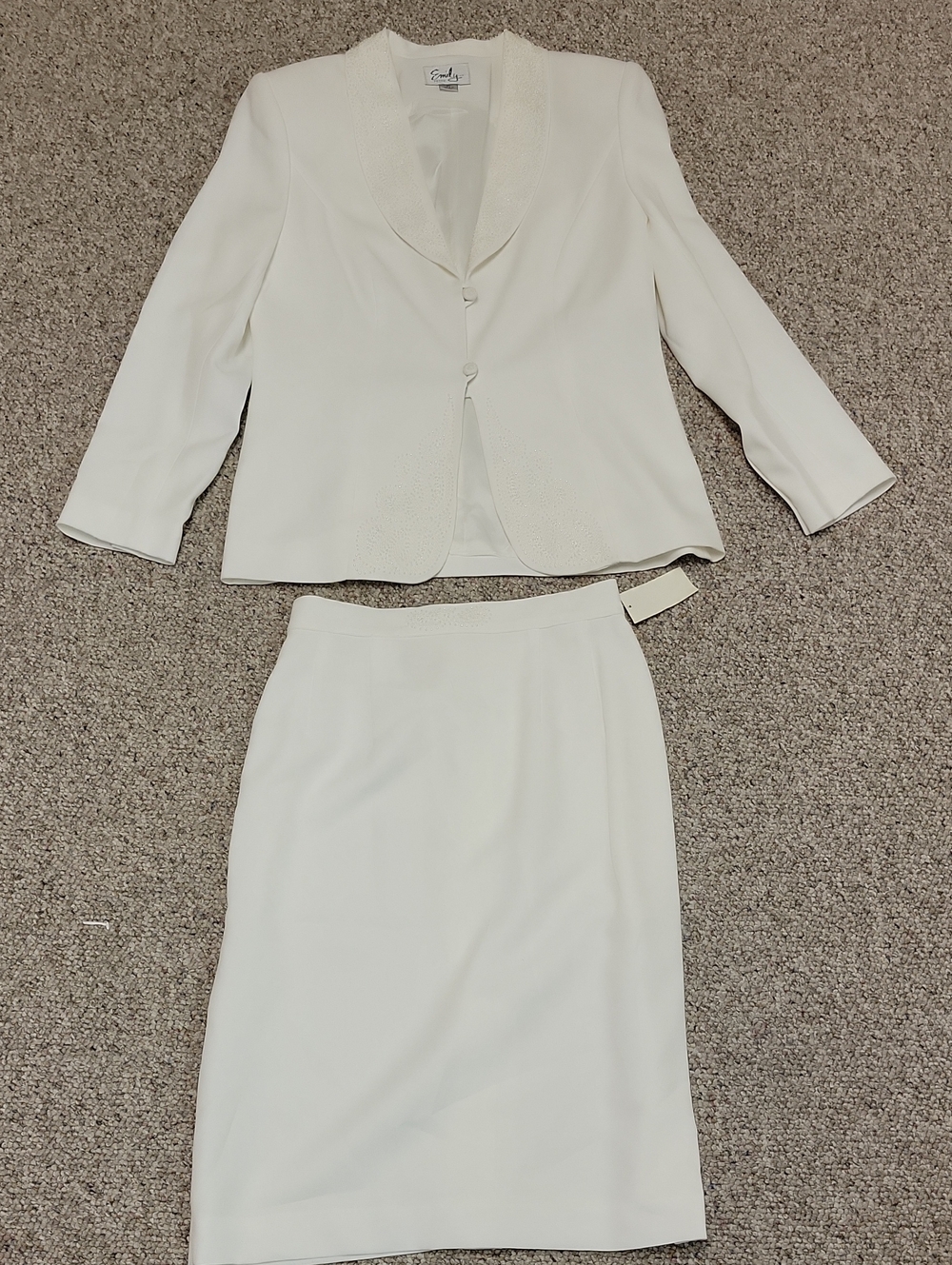 Emily Petite White Wedding Skirt Suit Classic Pencil Skirt & Jacket 6P New